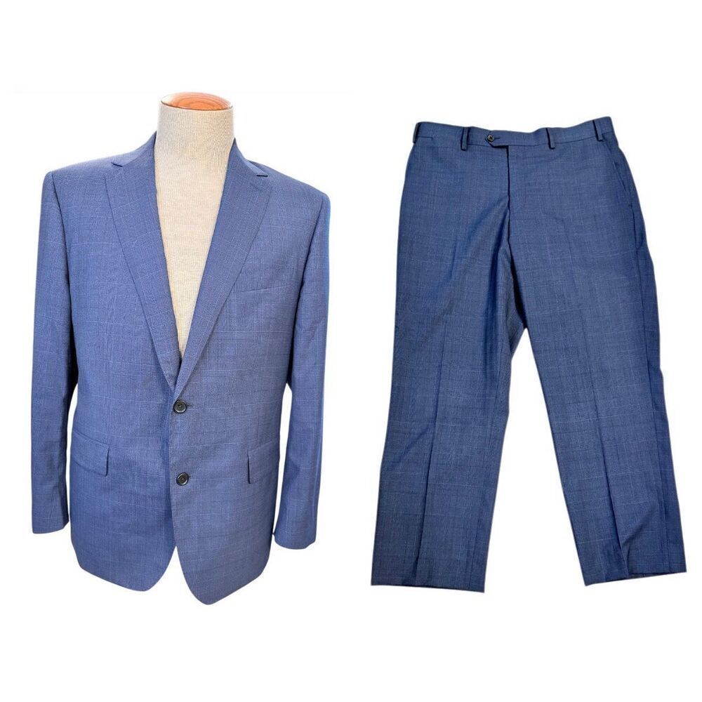 Paul Betenly Two Piece Suit 42S Jacket 36 Pants Italian Fabric Blue